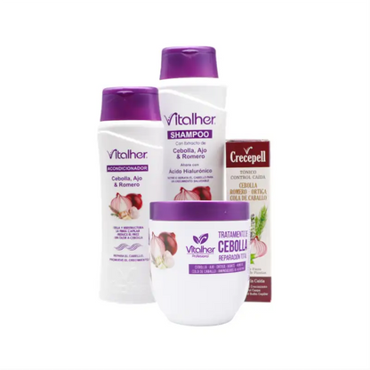 Kit Anticaída cebolla x650 mL con shampoo litro
